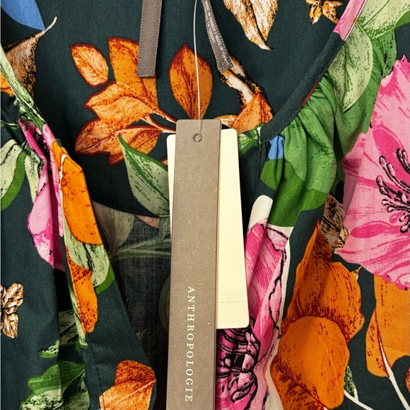 Anthropologie Black Floral Dress with Pink & Orange Flowers - Picture 2 of 5
